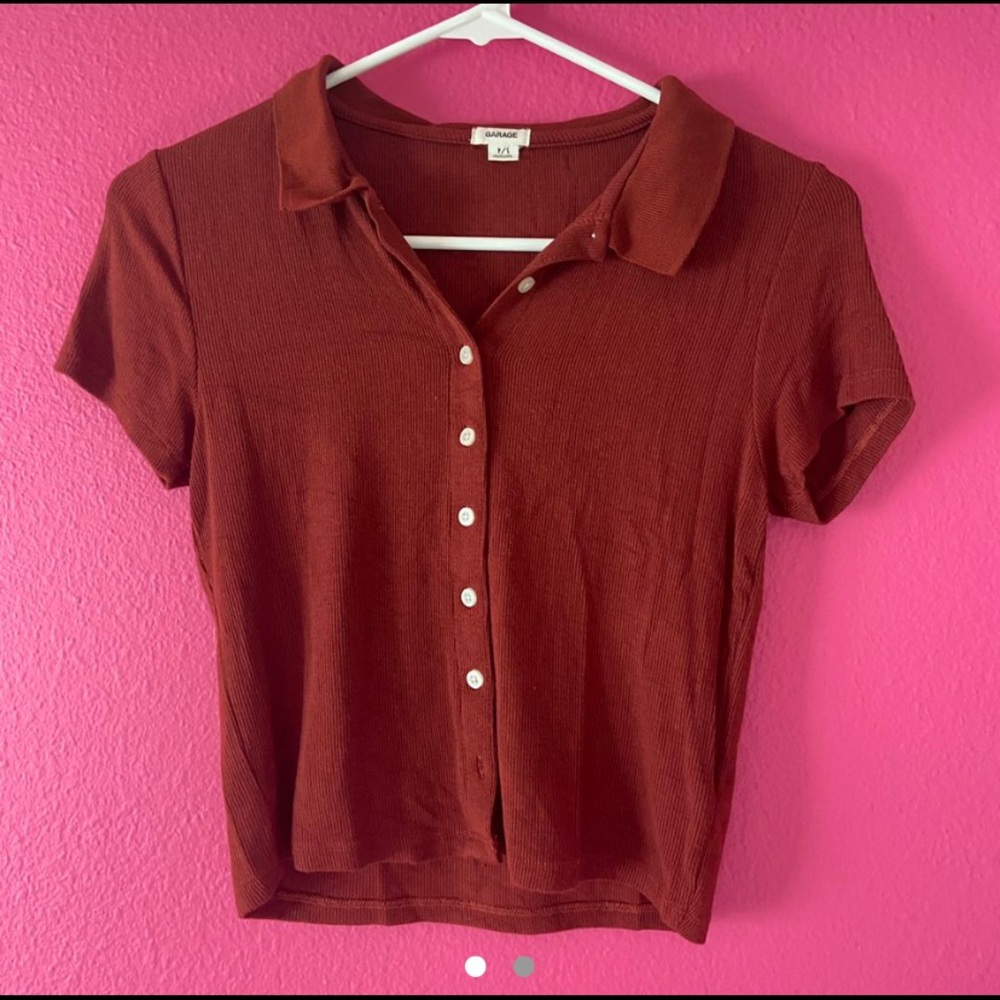 GARAGE button up burt orange top